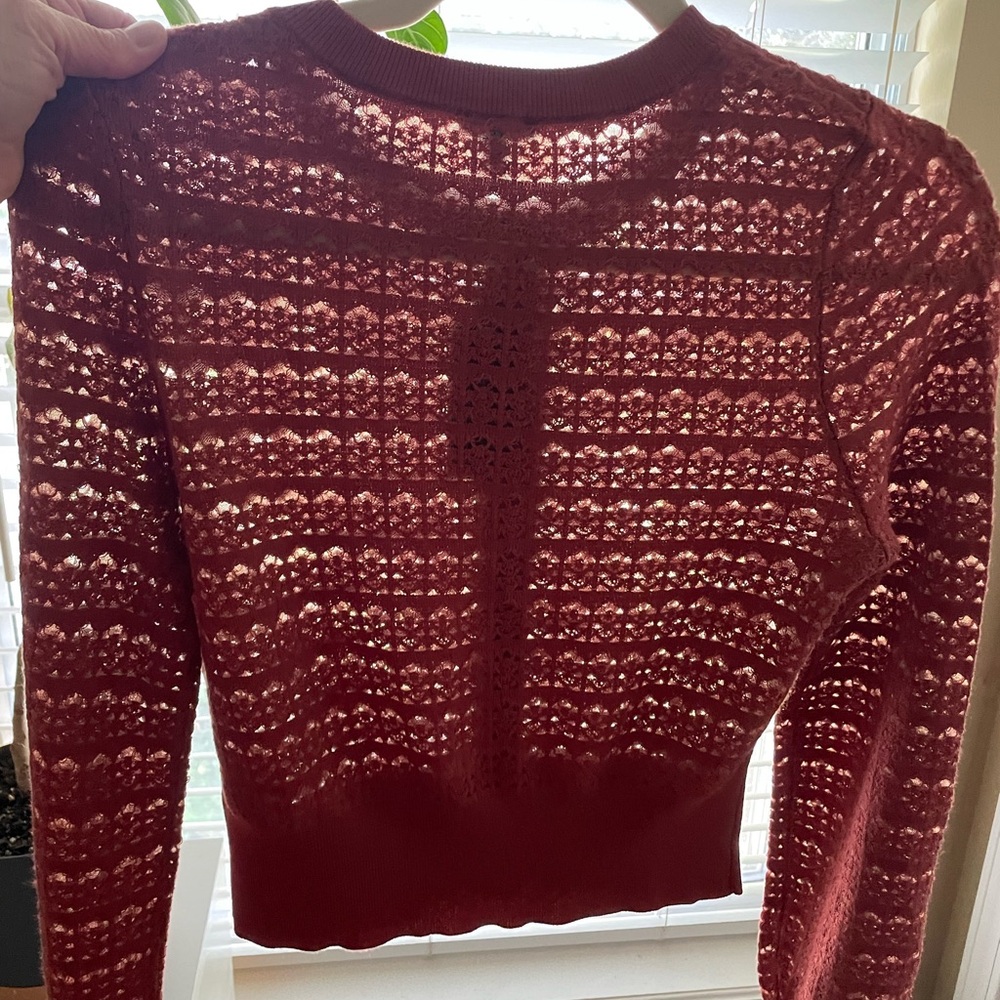 Express Women's Burgundy Lace Cardigan
